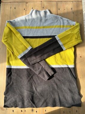Cynthia Rowley Striped Turtleneck Sweater in Gray, Yellow, and Black Size M